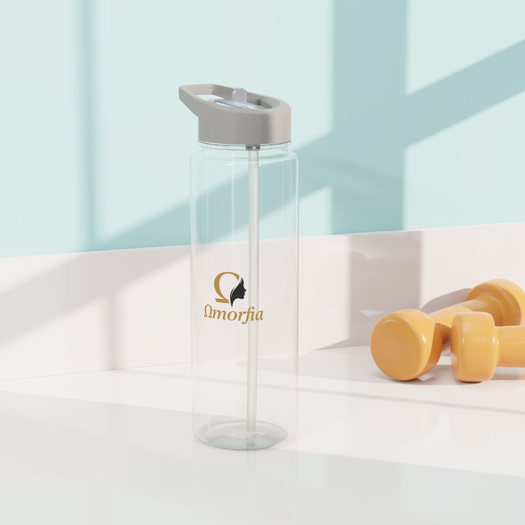 Gourde en Tritan — Gourde de sport transparente avec logo « Omorfia » et bouchon à paille