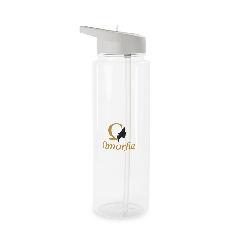 Gourde en Tritan — Gourde de sport transparente avec logo « Omorfia » et bouchon à paille