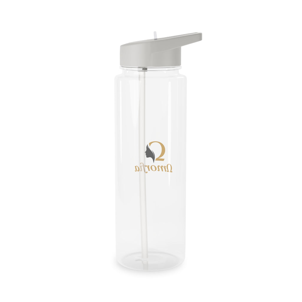 Gourde en Tritan — Gourde de sport transparente avec logo « Omorfia » et bouchon à paille